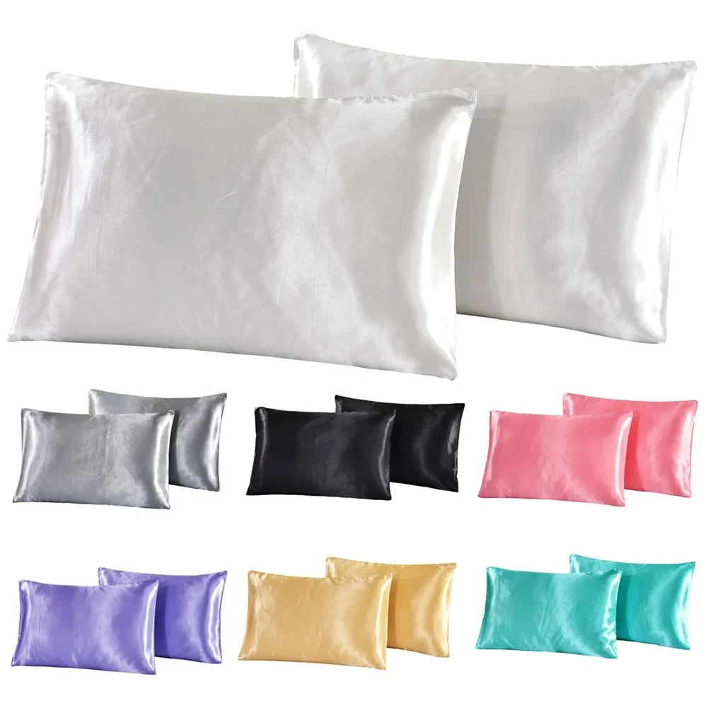 1Pc Queen Cooling Satin Silk Pillowcase for Hair and Skin