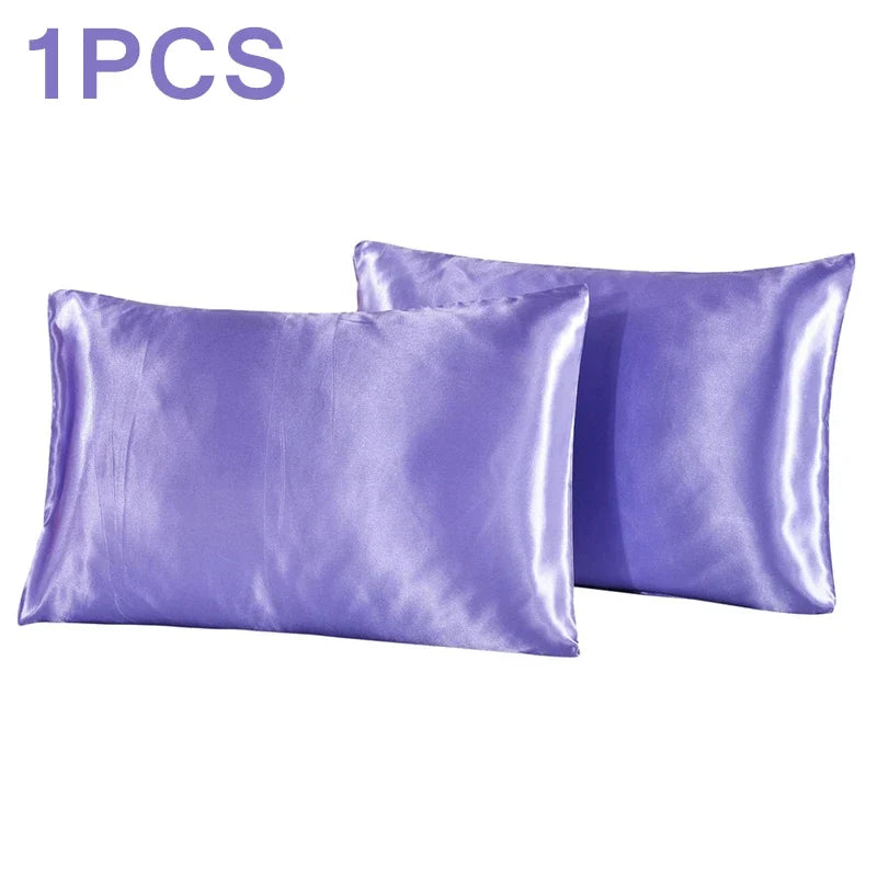 1Pc Queen Cooling Satin Silk Pillowcase for Hair and Skin
