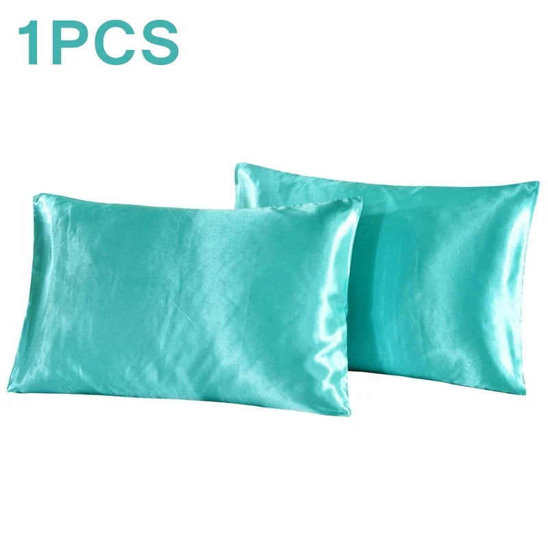 1Pc Queen Cooling Satin Silk Pillowcase for Hair and Skin