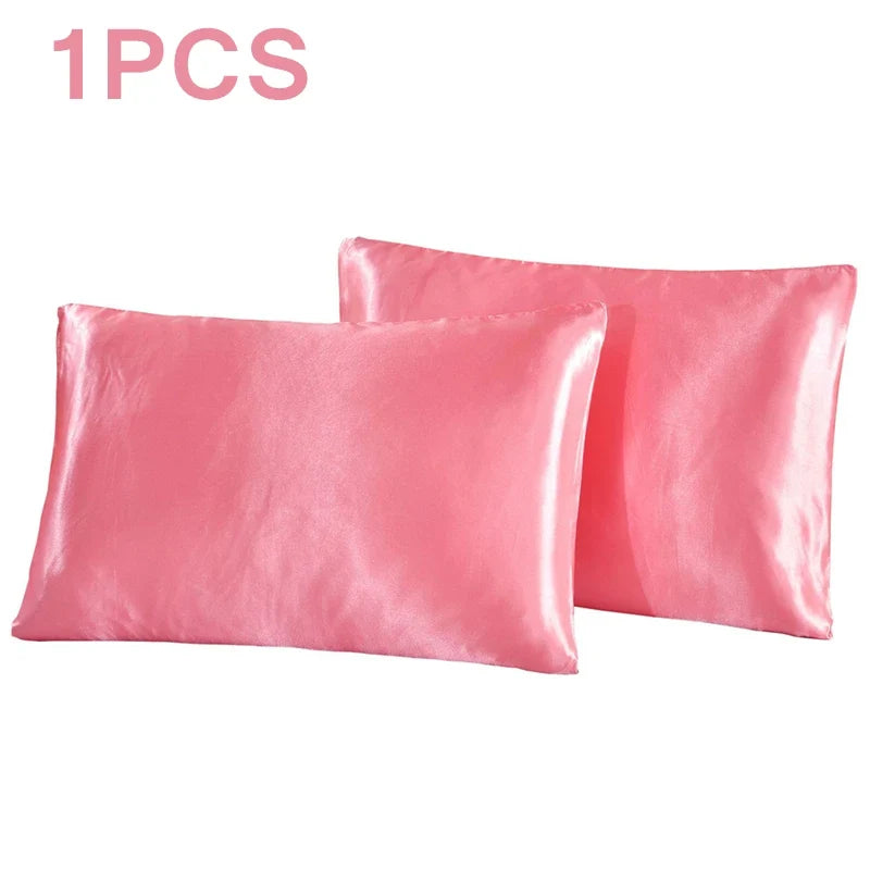 1Pc Queen Cooling Satin Silk Pillowcase for Hair and Skin